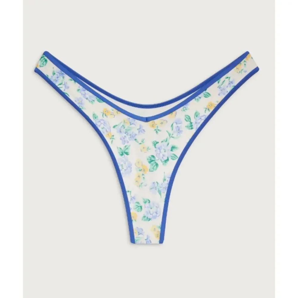 Frankies Bikinis Women's Coastal Floral Brittany Satin Bikini Bottom Size XS